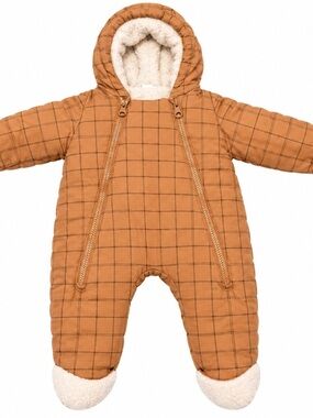 2 for $20🔥Gap Plaid Hooded Footie in Brown & Cream Size 0-3M